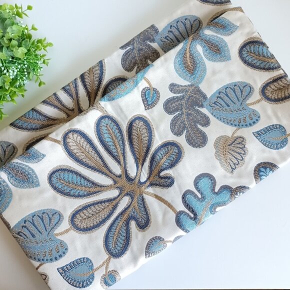 Set of 2 Jacquard Tropical Leaf Throw Pillow Covers | 20x20 | NWT | Blue & Cream - Picture 3 of 7